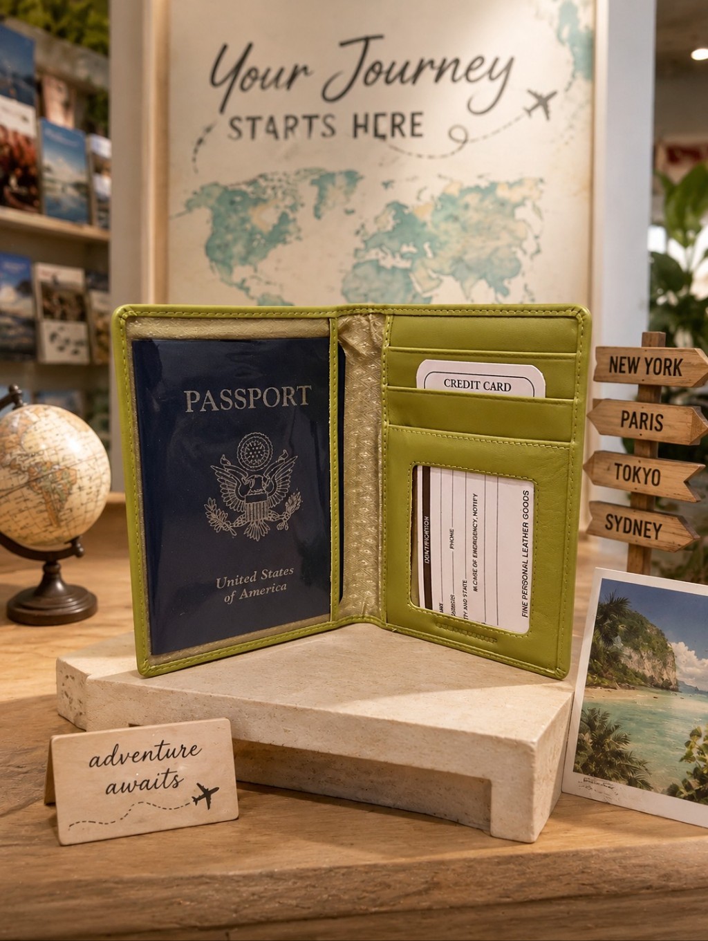 Passport Wallet Card Organizer  Leather